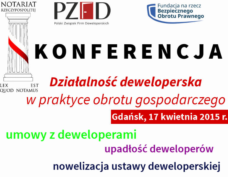 Zaproszenie na konferencję Działalność deweloperska w praktyce obrotu gospodarczego.