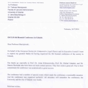 Pismo prof. Aniceto Masferrera do Katedry Historii Prawa - treść